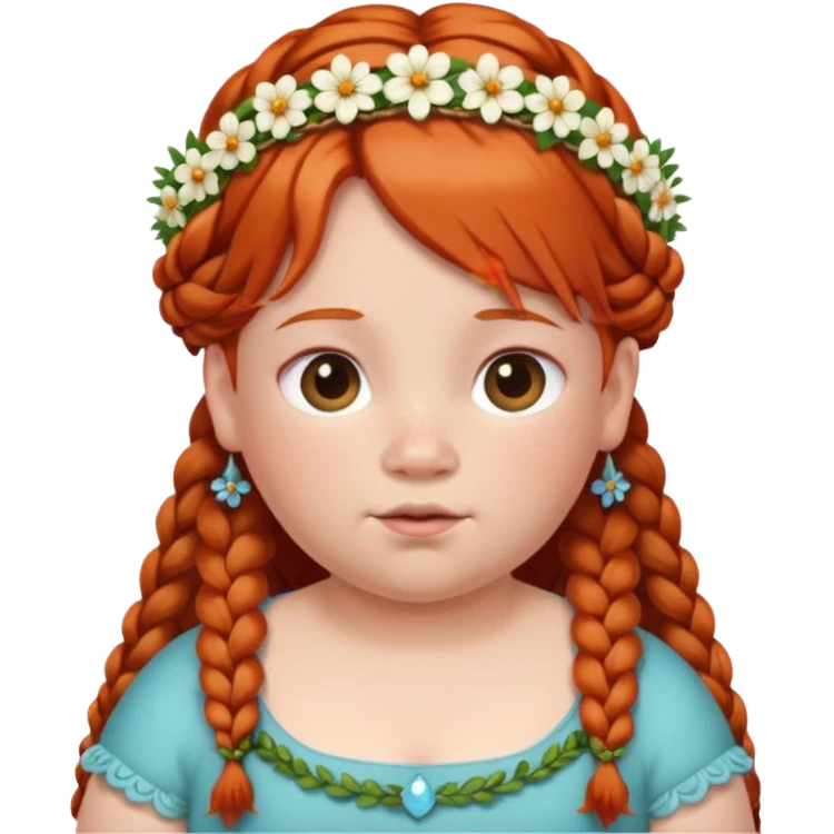 very fat redhead kid with braids and floral tiara emoji