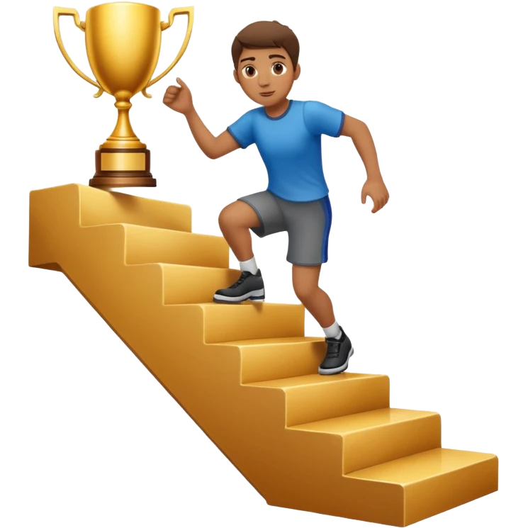 PERSONA SUBIENDO ESCALERA PARA ALCANZAR TROFEO emoji