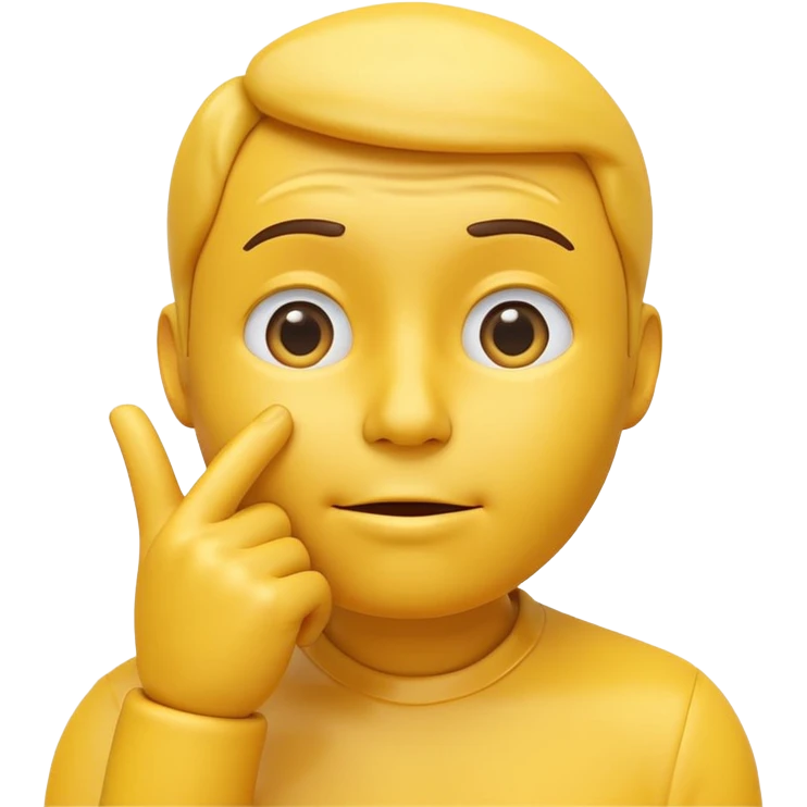 3D render of a yellow thinking face emoji with hand on chin, same expression and color as 🤔, smooth glossy surface, realistic lighting, no body, clean background emoji