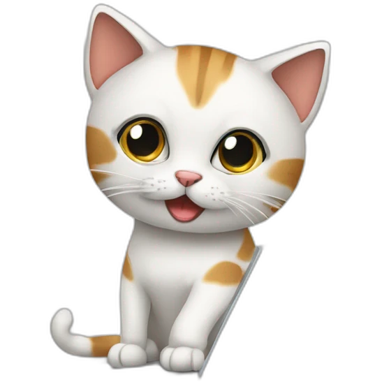 siames cat with a laptop emoji