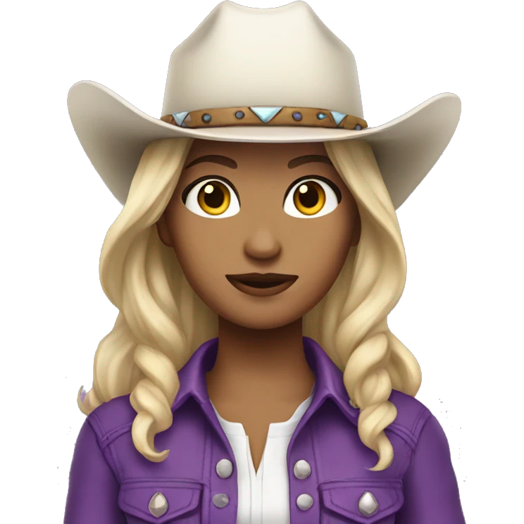 Purple clothes white skin cowgirl  emoji