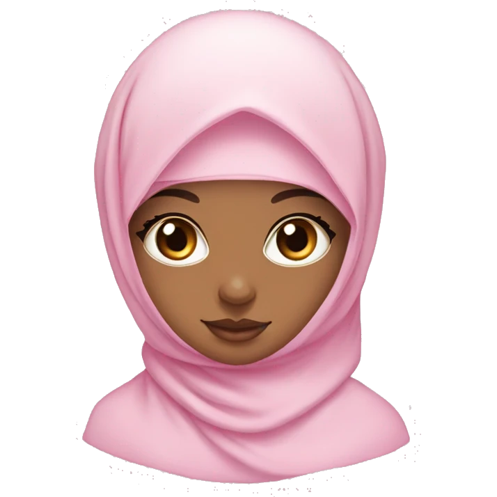 hijabi with lashes in baby pink with cute cat with bow emoji