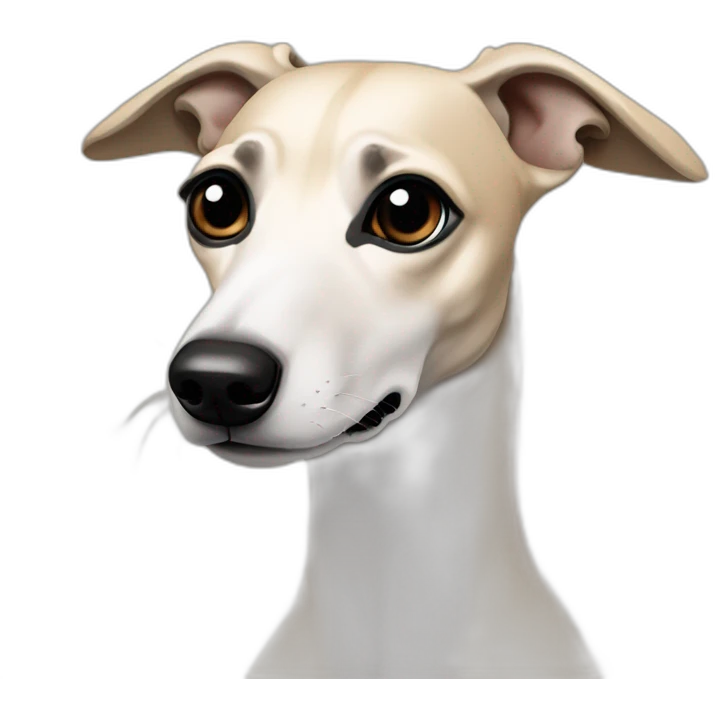a beige whippet with a dark snout and black angel wing like eyes emoji