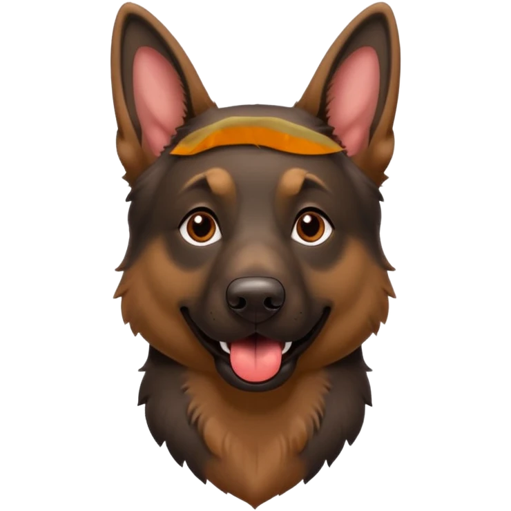 cartoon style dark German Shepherd dog with its long tongue hanging out  emoji