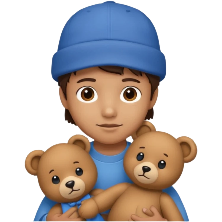 kid wearing hat with teddy bear  emoji