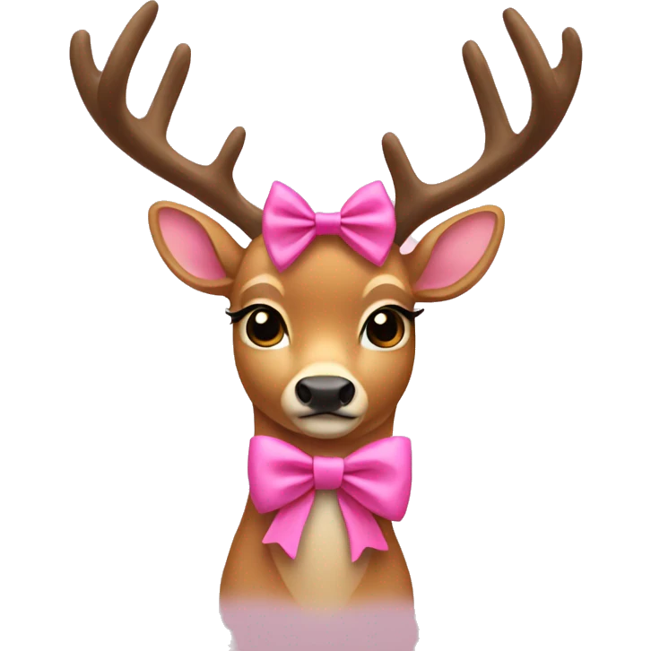 Deer wearing a pink bow emoji