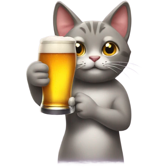 Cat holds a beer emoji
