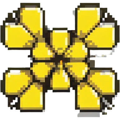 Pixel art radiation hazard warning trefoil symbol in yellow and black emoji
