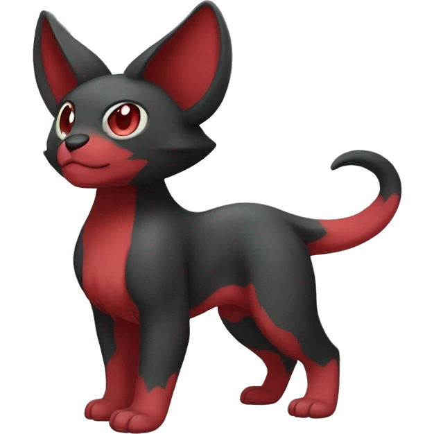 Cute cool black red animal hybrid Fakemon full body emoji