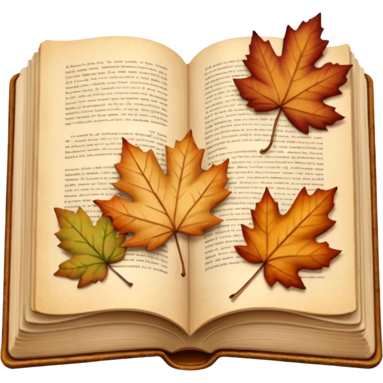 beige autumn open book with leaves on it emoji