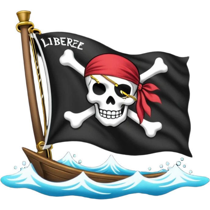 Drapeau pirate avec écrit "Libérez Fazer" emoji
