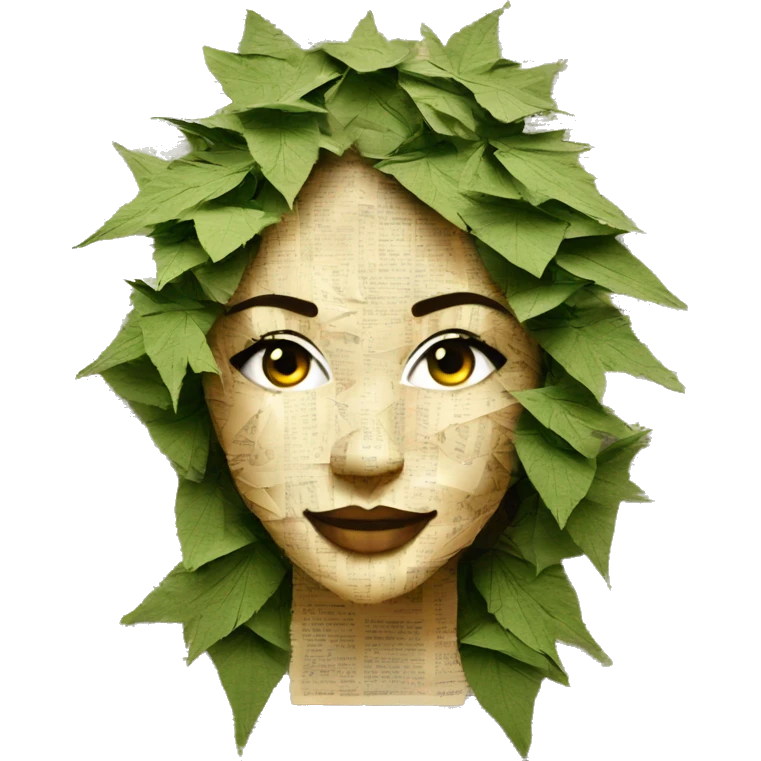 Photograph of Hemp 420 lady face made of 420 origami newspaper roses hemp leaves lantern fairy lights burning paper and hemp leaves in hair  emoji