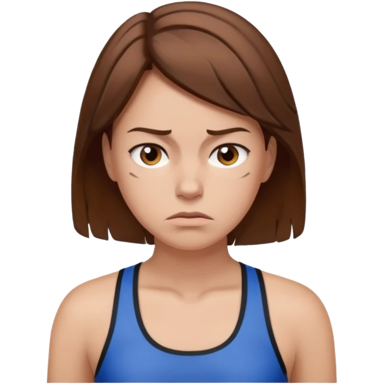 피곤해보이는, 운동복 입은 여자 / 갈색머리 emoji