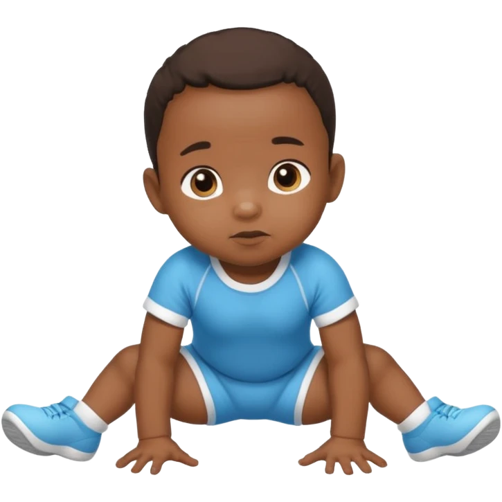 black baby crawling on the floor with baby sport clothes emoji
