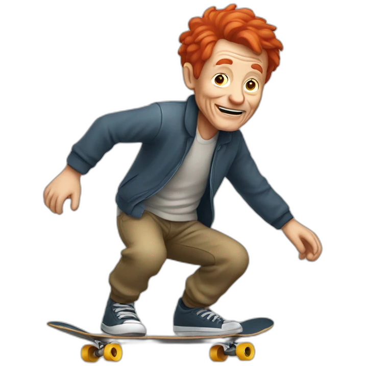 Old man, red hair, skateboarding emoji