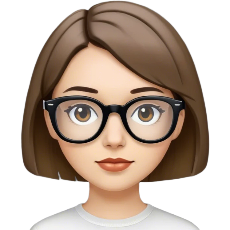 white young woman with chin-length brown bob and black rayban glasses emoji