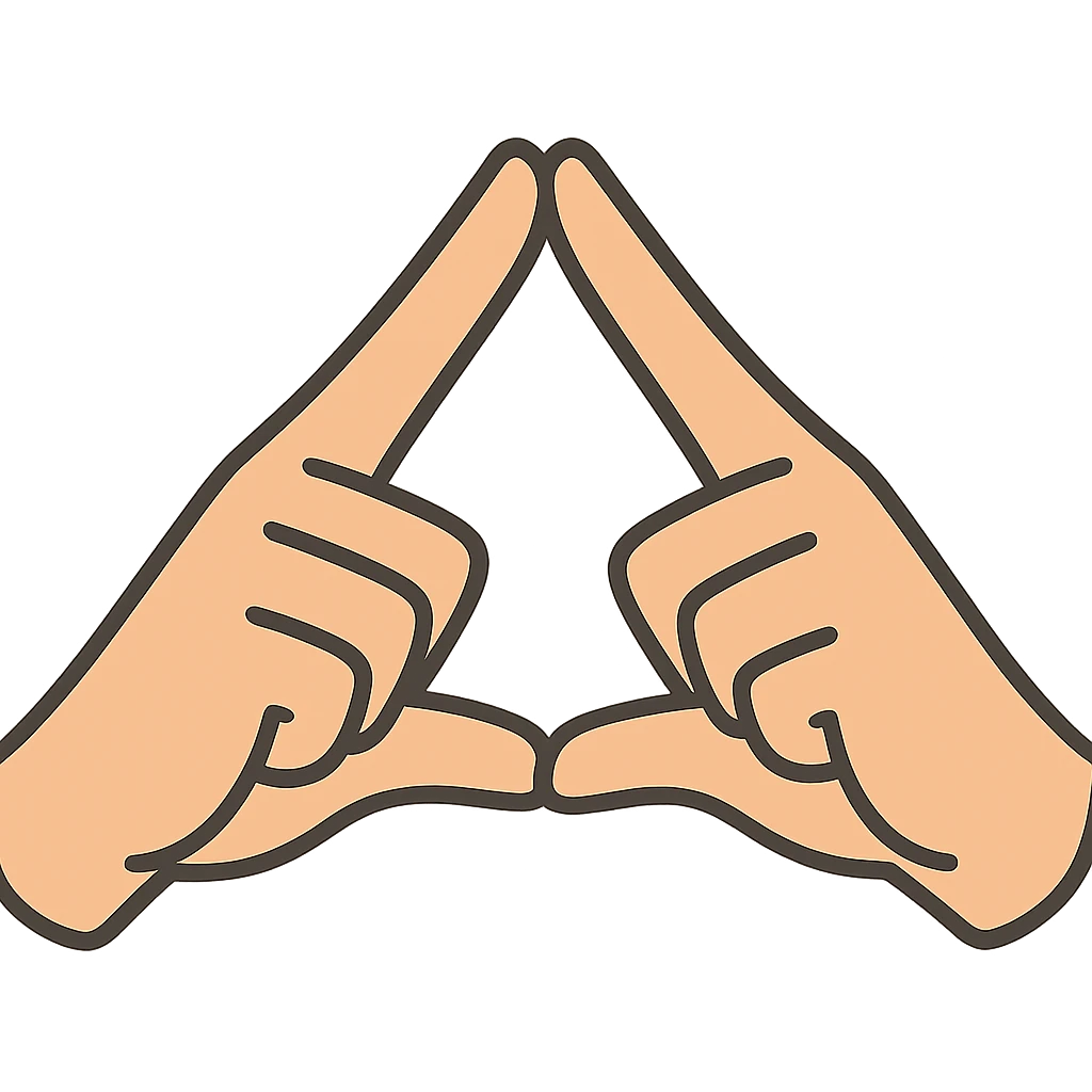 flat toon style two hands doing a pyramid gesture with their fingers emoji