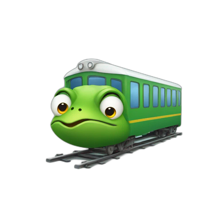 Une grenouille sur un train emoji