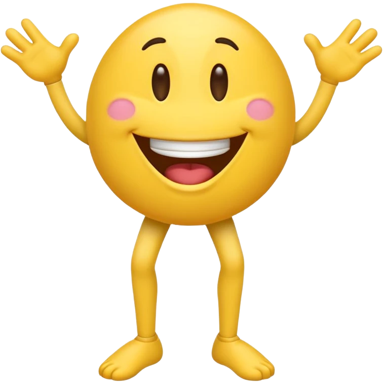 laughing emoji with legs and arms being goofy emoji