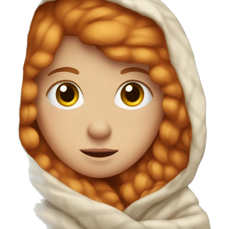 Cozy ginger girl in blanket emoji