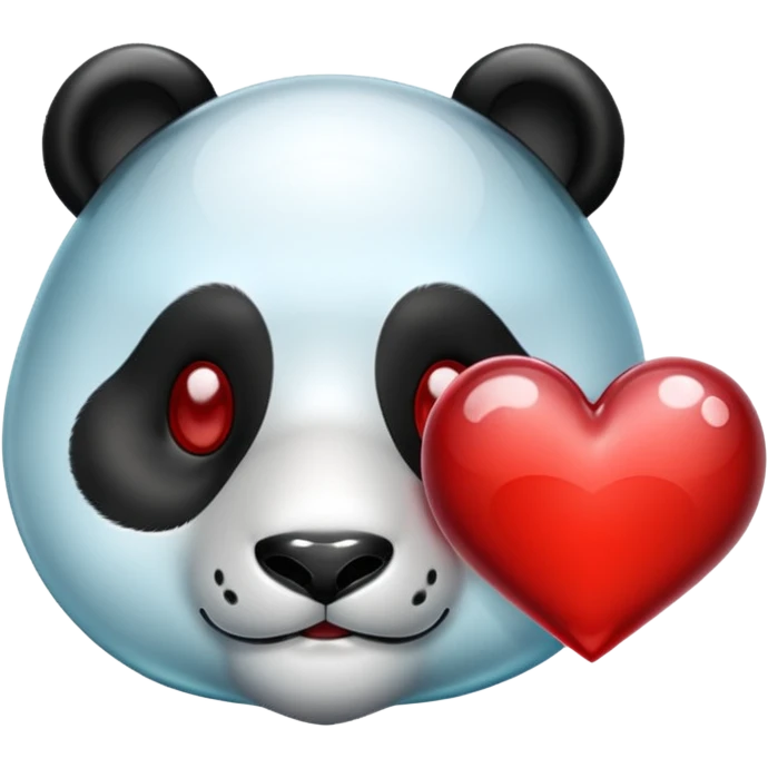 Glass panda with a heart in the right bottom  emoji