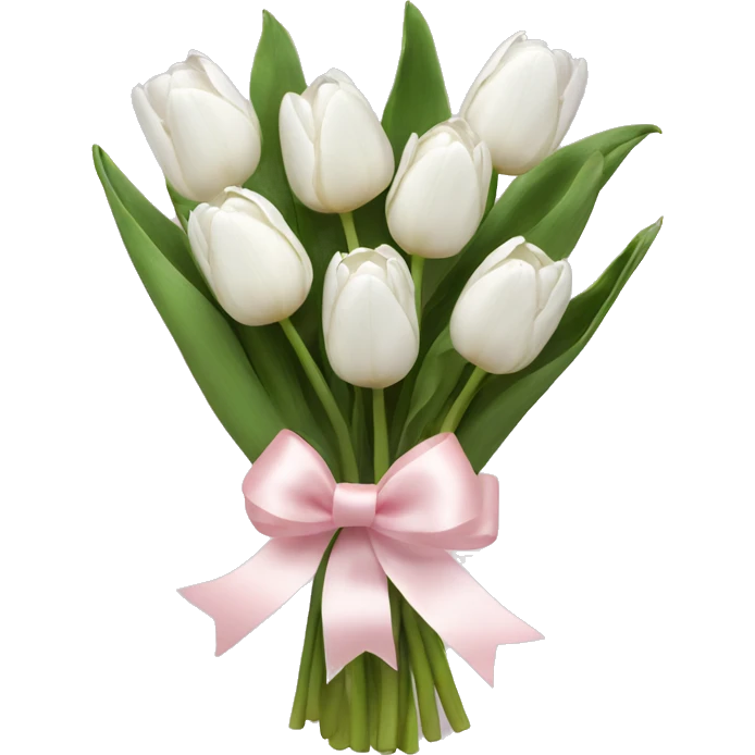 White tulips bouquet with light pink bow  emoji