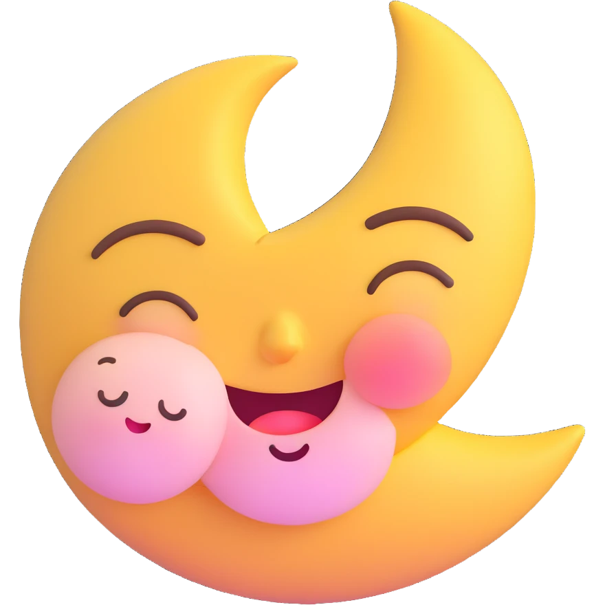 sleepy moon with blushing cheeks 3D emoji style emoji