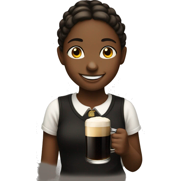 smiling girl with a guinness emoji