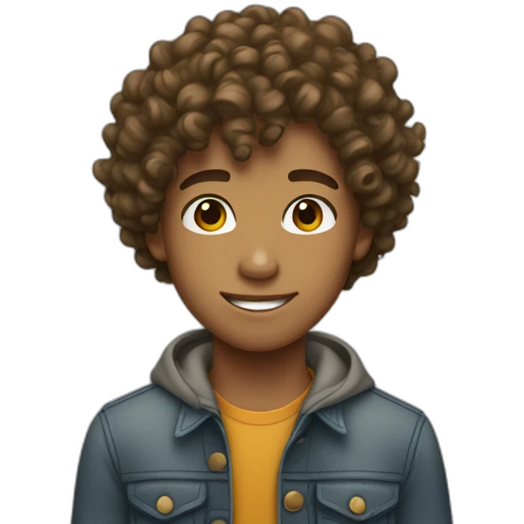 cute teenage boy with curly hair emoji