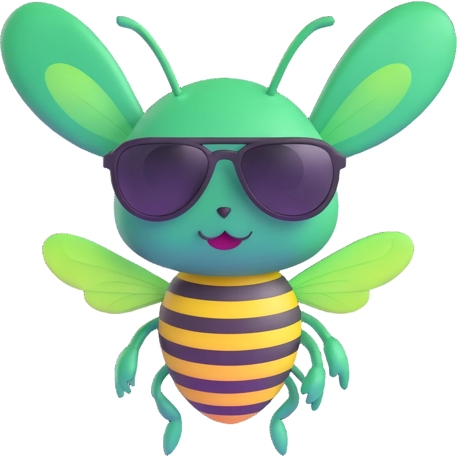 green bee wearing sunglasses emoji