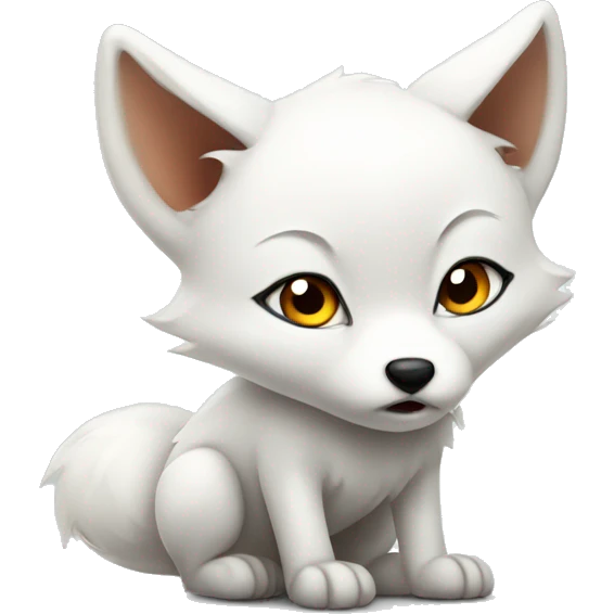 A cute white baby fox looking angry emoji