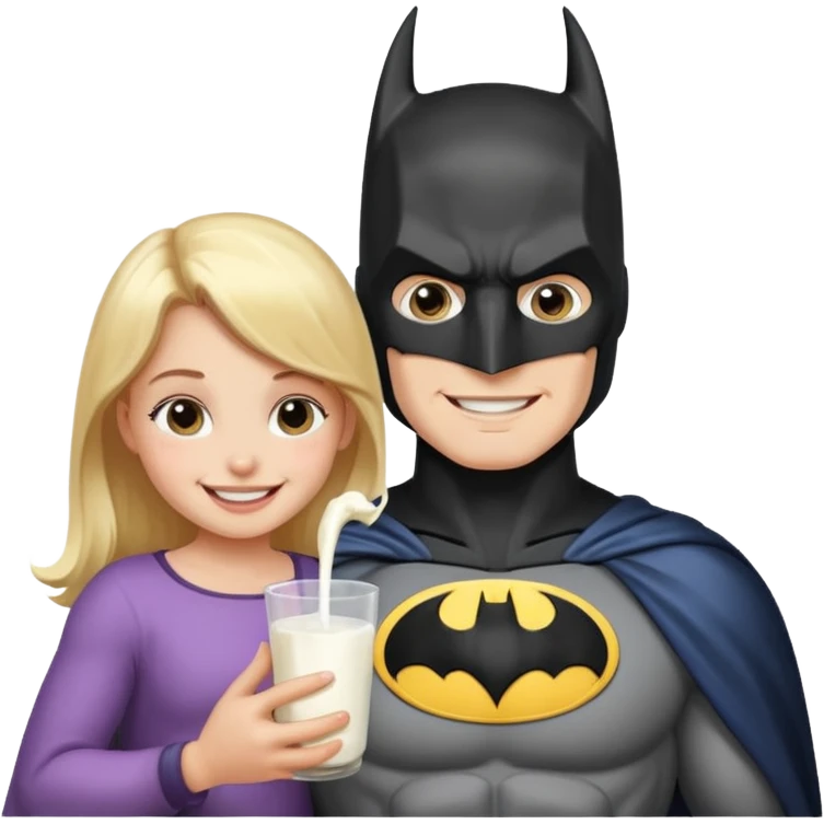 batman feeding milk to his daughter emoji