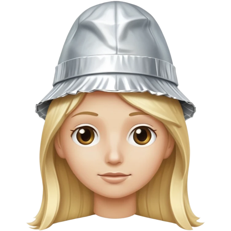 Blonde long hair Emoji wearing Tin foil hat emoji