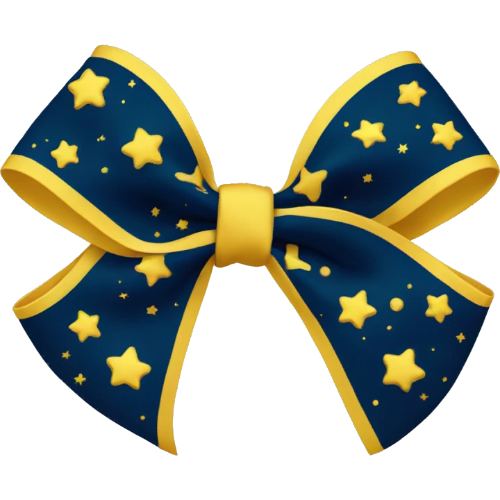 A dark blue hair bow with yellow moons and stars on it  emoji