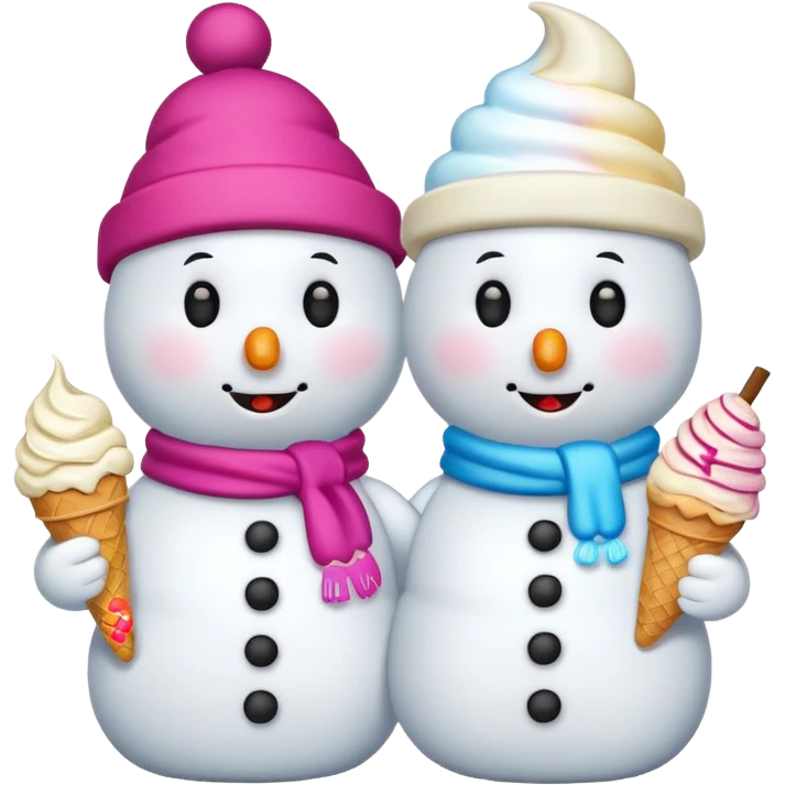 snowmen wearing cap with ice cream emoji