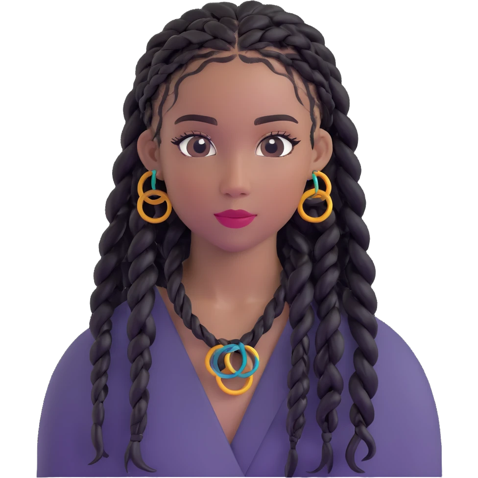 black box braids with decorative rings emoji