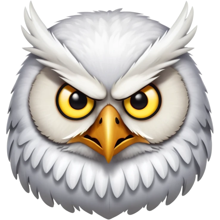 Angry Birds style owl, fluffed feathers, glaring emoji
