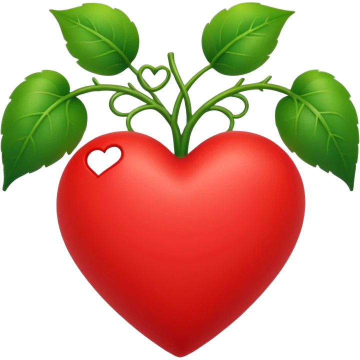 red heart with green vines around it emoji