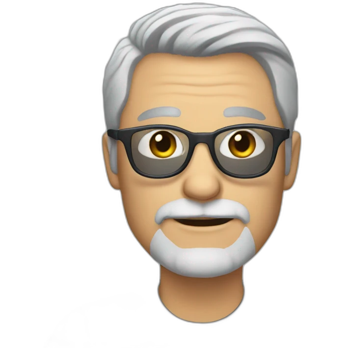 50 year old white man with grey hair and grey beard and dark glasses emoji