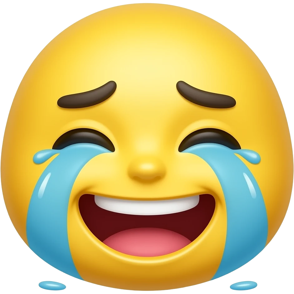 I I want a yellow emoji that is laughing and crying at the same time but mostly crying emoji
