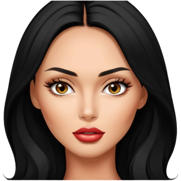 Megan fox, fashion model Beautiful woman model adult   large breasts  with fox eyes tan  skin, full lips  long hair model black   top   emoji