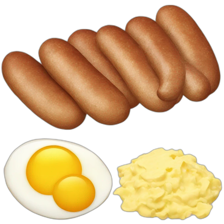 a saussage and two scrambled eggs emoji