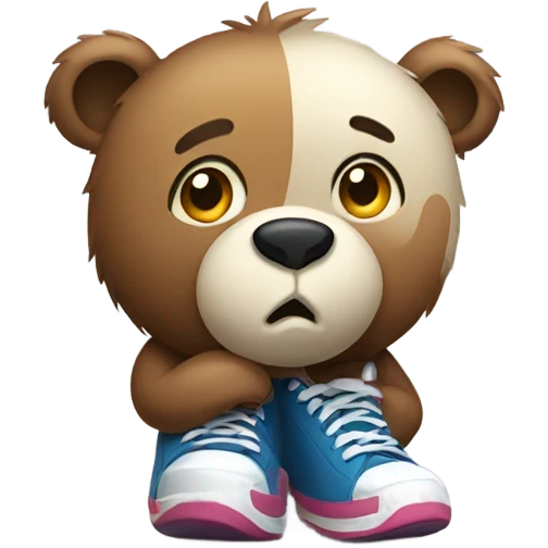 Sad bear wearing shoes emoji