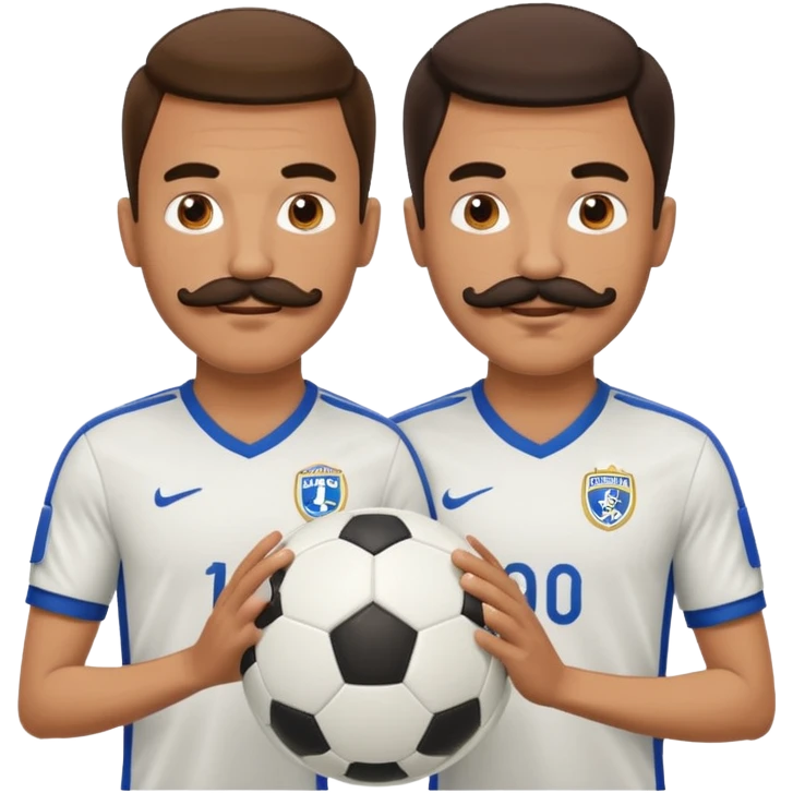 soccer players with mustache holding soccer ball emoji