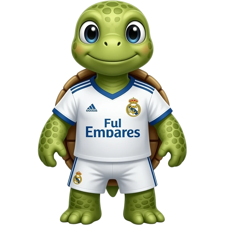 Una tortuga con forma de persona con la camiseta del Real Madrid emoji