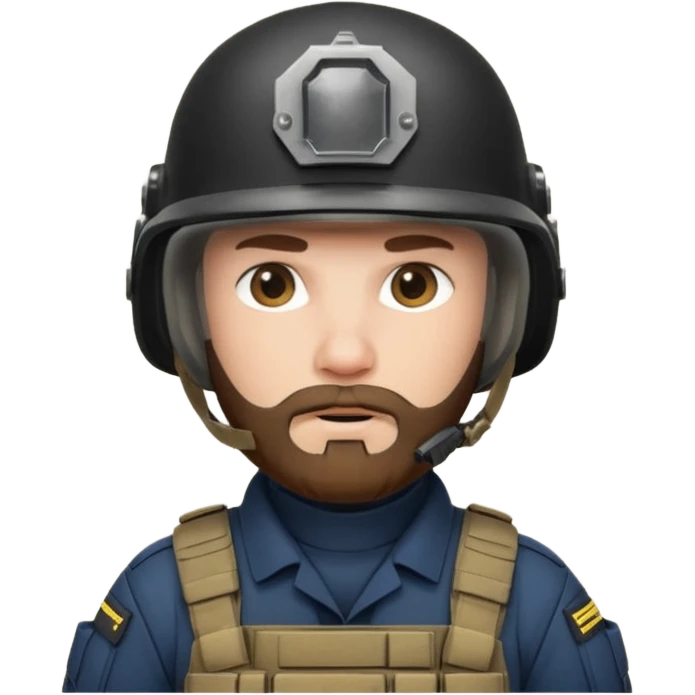 SWAT member with white skin and brown beard emoji