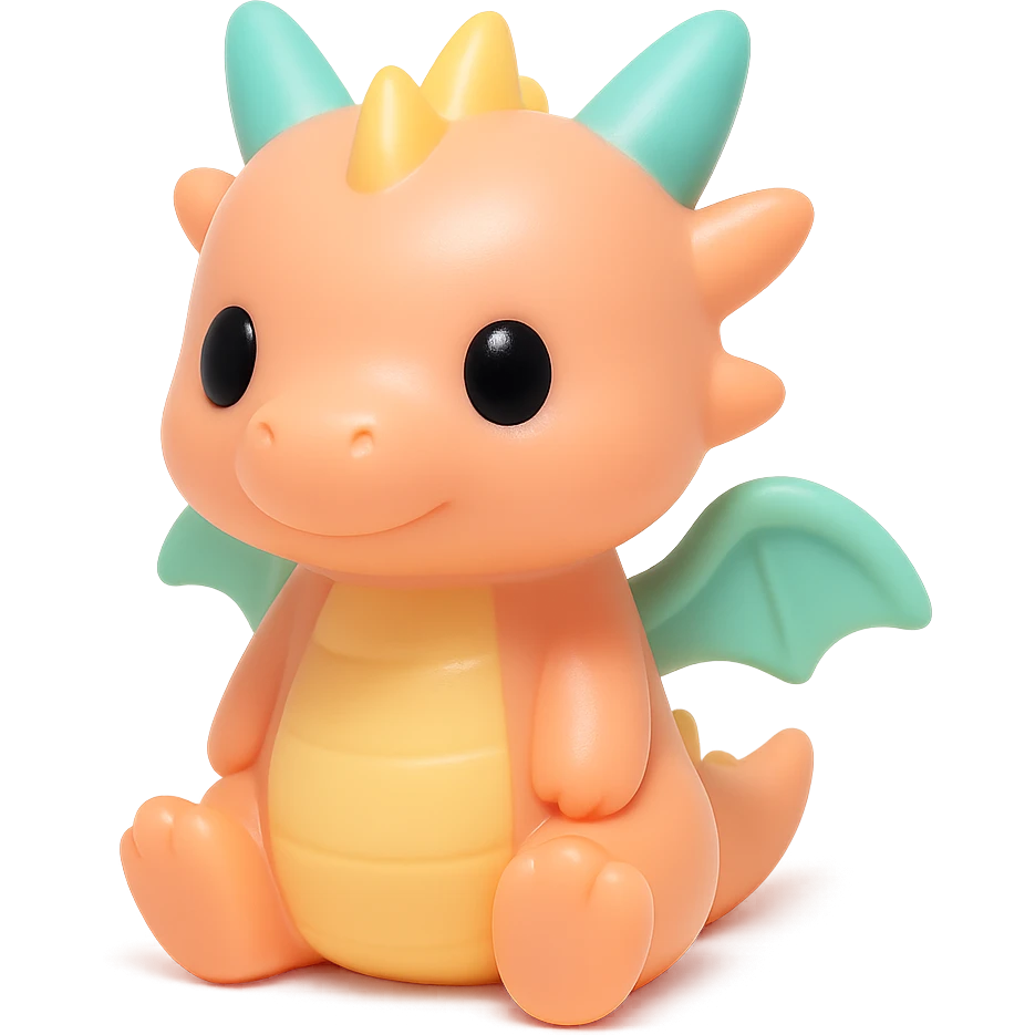 a fantasy dragon vinyl figure with small wings, playful look emoji
