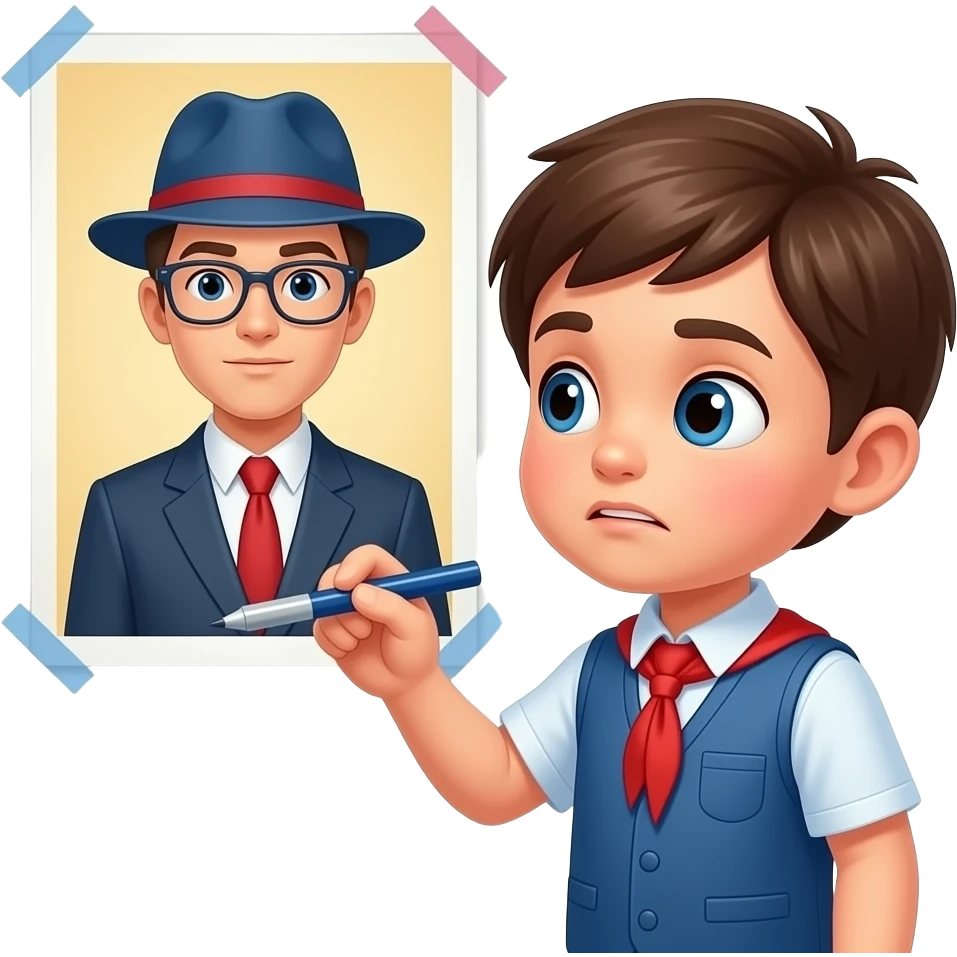 kid in trouble for breaking school rules with drawing on poster emoji