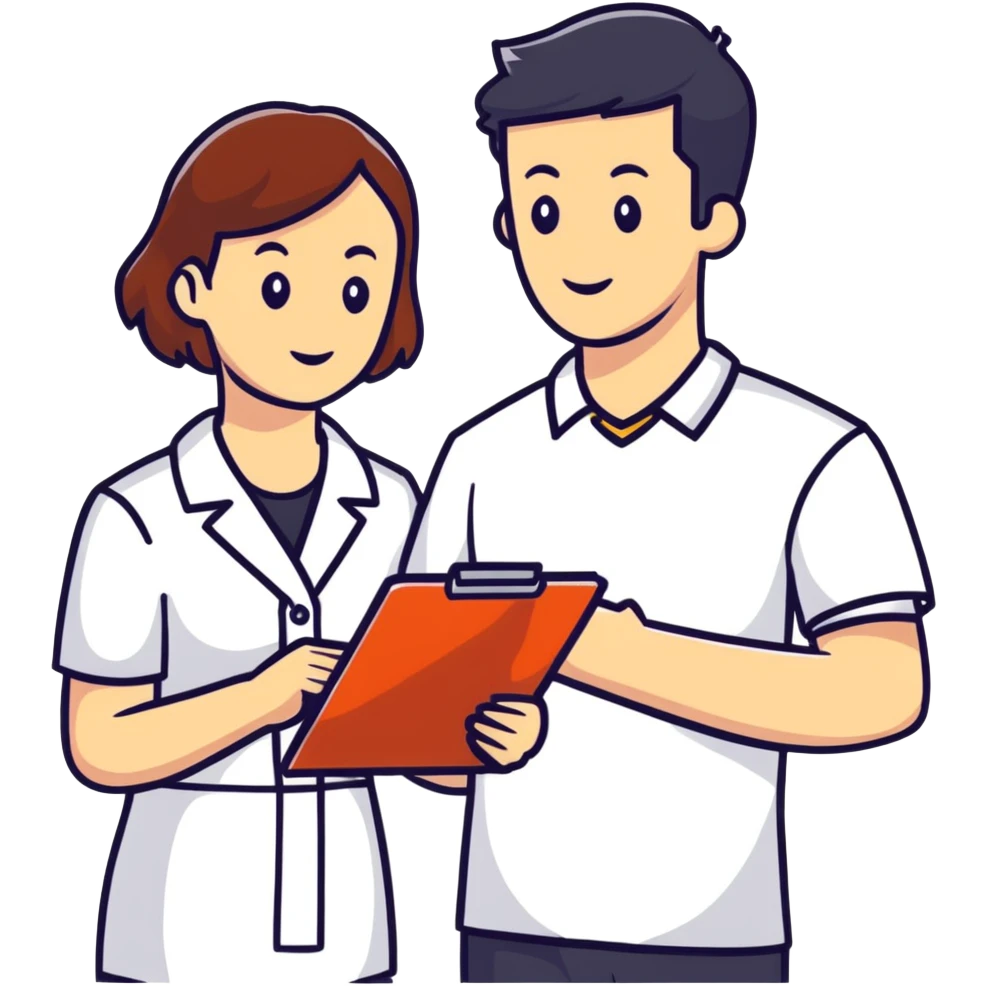 professional mentor with clipboard helping someone emoji