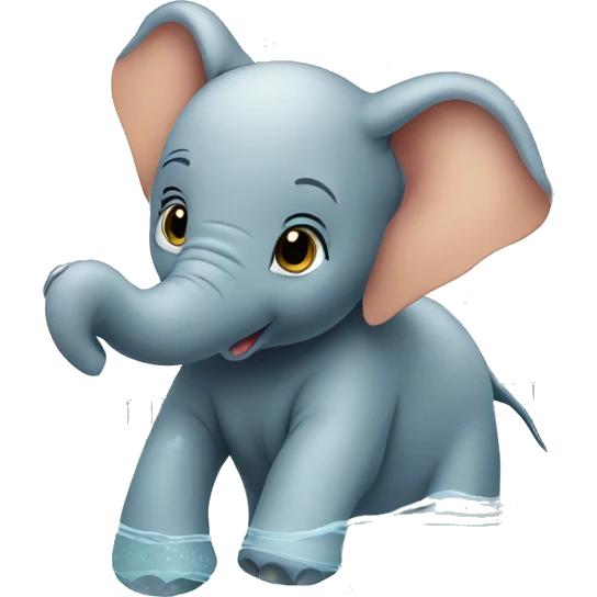 baby elephant swims in the swimming pool emoji